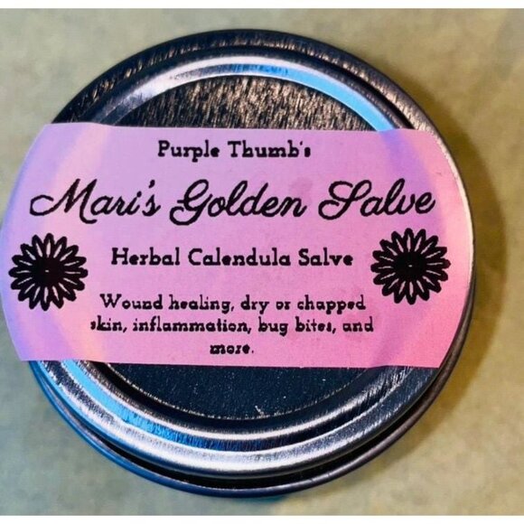 Herbal Calendula Salve (Mari's‎ Golden Salve) 2oz Tin - Picture 1 of 6